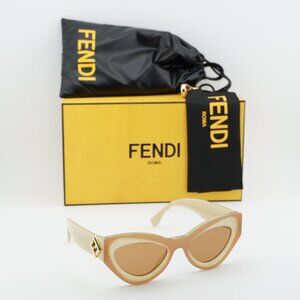 Fendi FE40146I 57E Cat Eye Sunglasses - Beige/Brown